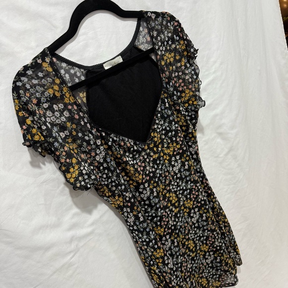 Ultra Flirt Mesh Floral Mini Dress XL Sheer Layered Y2K Indie Grunge Babydoll - Picture 3 of 14